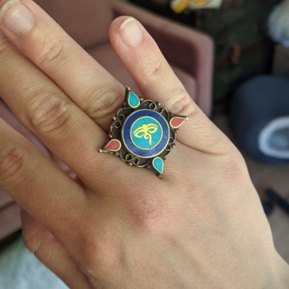 Buddha's Eye Neapalise Statement Ring